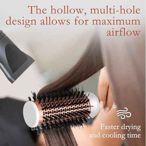 Round Blowout Hair Brush with Boar & Nylon Bristles, Vented Barrel Brush for Quick Drying & Volume, Hair Roller Brushes for Curly, Thick, Styling Brushes for Women & Girls