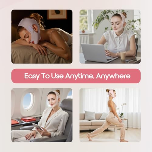 Graphene Chin Strap for Sleeping, Reusable V Line Lifting Mask Double Chin Reducer for Face Lift,Jaw Exerciser,Double Chin Eliminator for Women,Face Slimming Strap,Face lifting Mask,22.44in*8.39in