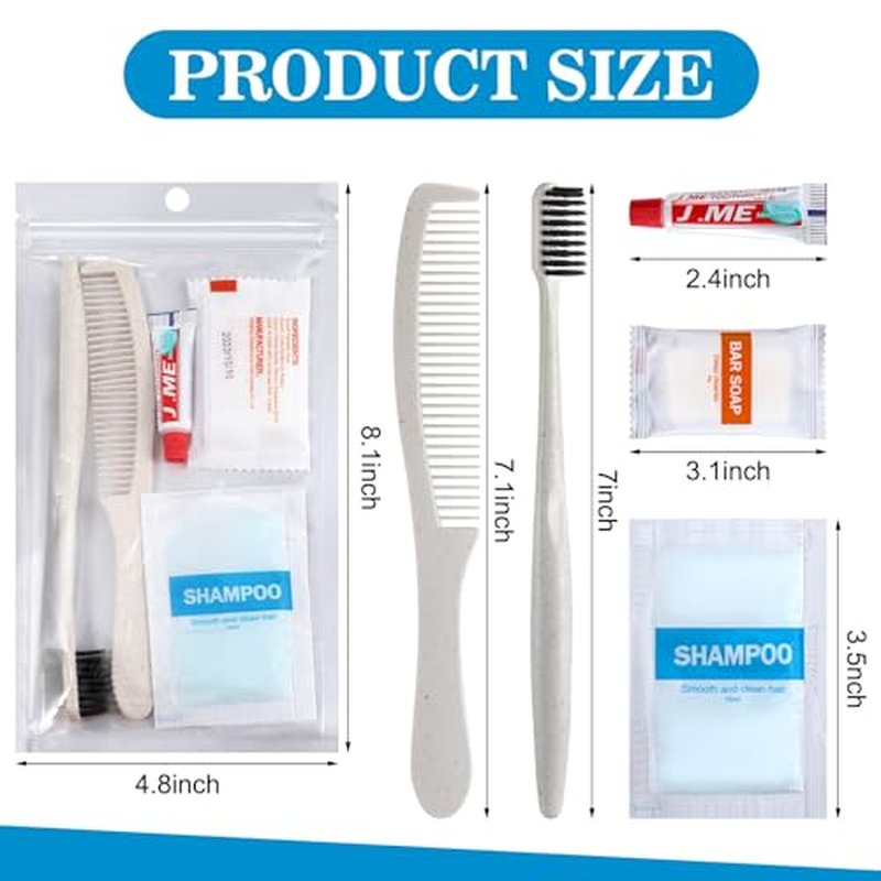 Hushee 96 Sets Bulk Hygiene Kit for Homeless, Includes Shampoo Soap Bar Comb Toothbrushes with Toothpaste Individually Wrapped Basic Toiletry Kits for Travel Charity Hotel Hospitality Industries