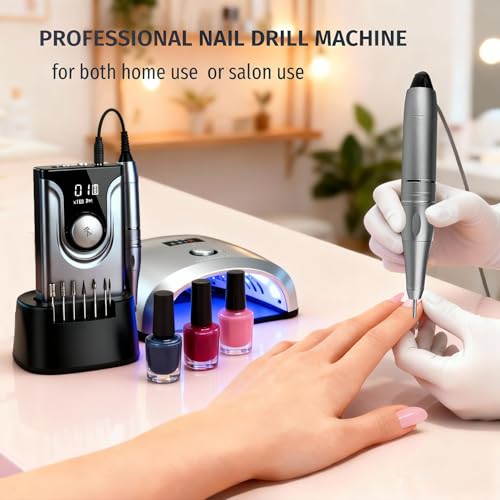 ?Lumcrissy Professional Nail Drill ,Electric Nail File Machine Nails Drill Kit ,Rechargeable Drill Bit Nail File Buffer Tools for Salon Manicure Pedicure