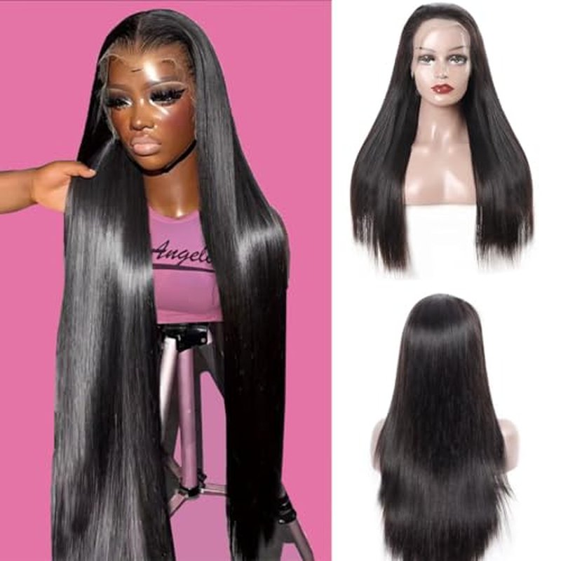 22 Inch 13x6 Lace Front Wigs Human Hair 200 Density HD Lace Front Wigs Human Hair Pre Plucked Glueless Wigs Human Hair for Women Straight Lace Frontal Wigs Natural Color (Natural Black, 22)