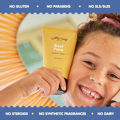 TUBBY TODD Best Kids Face Wash 2pk ? Gel-to-Foam Facial Cleanser ? Clarifies & Brightens ? With Willow Bark & Hibiscus Enzyme ? Natural Ingredients ? Oil-Free Skincare For Kids ? 4 fl oz
