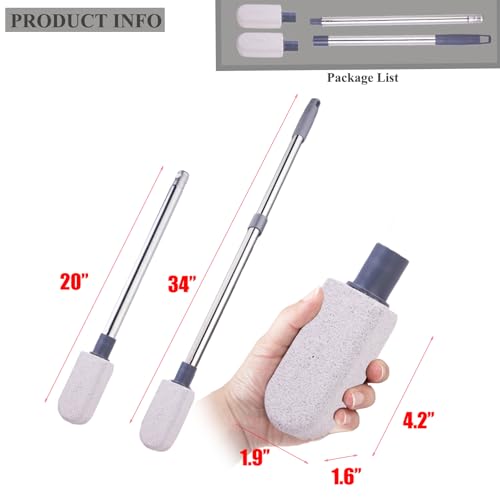 Pumice Stone for Feet, Foot Dead Skin Scrubber with 30" Long Handle Set, Feet File Callus Remover for Exfoliation, Foot Scrub Shower Pedicure Tools Foot Care Stone