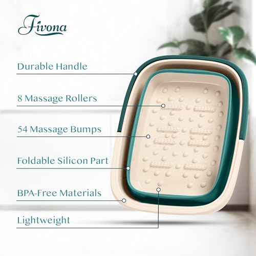 Fivona Collapsible Foot Bath Basin - Pedicure Foot Soaking Tub for Tired Feet, Cracked Heels, Soothe Soreness, Soften Calluses