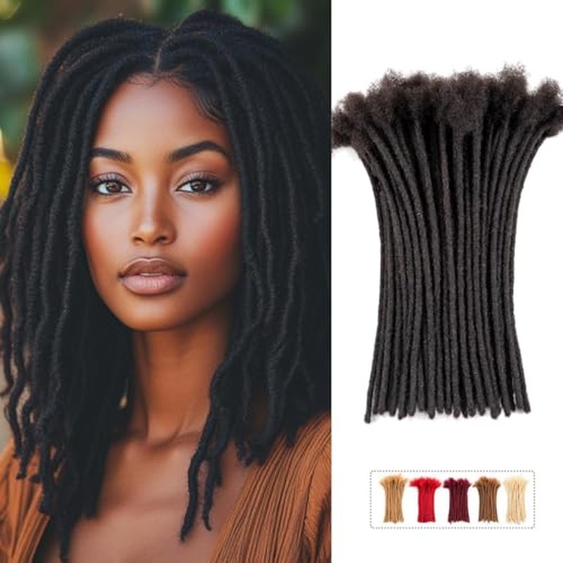 Teresa 0.4cm & 0.6cm & 0.8cm Width 8 Inch 40 Strands100% Human Hair Dreadlock Extensions for Men/Women/Kids, Full Hand-made Locs Extensions Human Hair Bundles(0.6cm Natural Black)