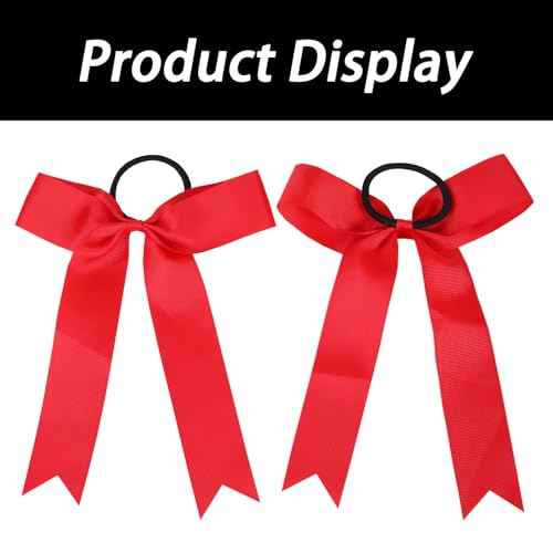 30 PCS College Style Cheer Bows Collegiate Long Tail Skinny Cheer Bow Elastic Hair Tie Bows for Teens Girls Softball Competition Sports Cheerleaders (Red)