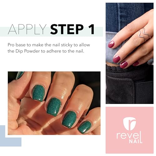 Revel Nail Dip Powder Pro Base Coat - Base Liquid for Dip Nails, Step 1 for Long-Lasting Dip Nail Color, Chip & Crack Resistant, No UV Lamp, DIY Manicure For Strong Healthy Nails, 0.5 oz