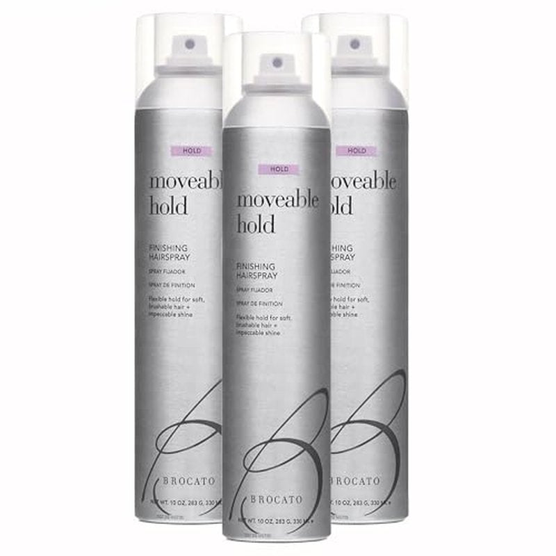 Brocato Moveable Hold Finishing Hairspray (50% VOC), 3 Pack, 10oz | Exceptional Control and Brilliant Finish | For All Hair Styles
