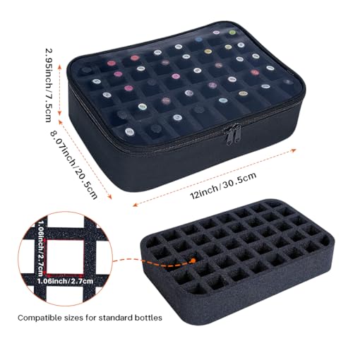 2 Pcs Small Clear Nail Polish Organizer Holds 80 bottles(15ml-0.5fl.oz) Nail Polish Case Multifunctional Nail Polish Bag Organizer, Cosmetic Travel Makeup Bags for Women Black