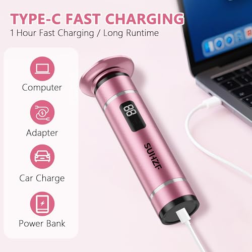 Electric-Foot-File-Callus-Remover Glass Grinding Head Electric Callus Remover for Feet Rechargeable Foot Grinder Dead Skin Pedicure Tools Adjustable Speed Foot Sander with Led Display (Pink)