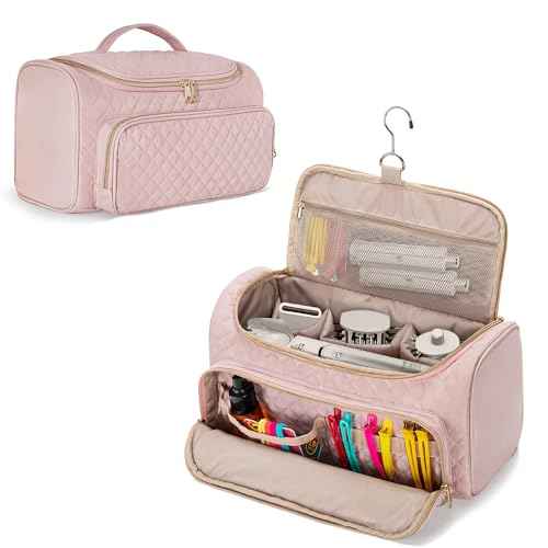 Fasrom Travel Carrying Case Compatible with Shark FlexStyle Air Styling & Drying System HD430/HD435, Hair Blow Dryer Storage Bag to Organize Hair Styling Attachments, Pink (Empty Bag)