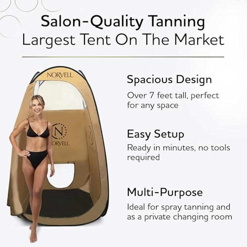 Norvell XL Portable Spray Tan Tent ? Extra Large Pop Up Booth for Professional Sunless Tanning, Mobile Spray Changing Room with Carry Bag & Easy Clean Floor for Self Spray Tan Application