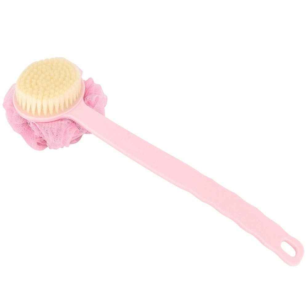 Shower Bath Brush with & Mesh Sponge, Back Scrubber with Curved Long Handle for Skin Exfoliating Bath Body Massage for Men and Women