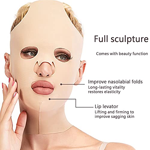 Facial Slimming Strap,Facial Slimming Mask Chin Strap Three Dimensional V Shaped Face Slimming Belt Eliminates Sagging Skin And Improves Contour (Full face)