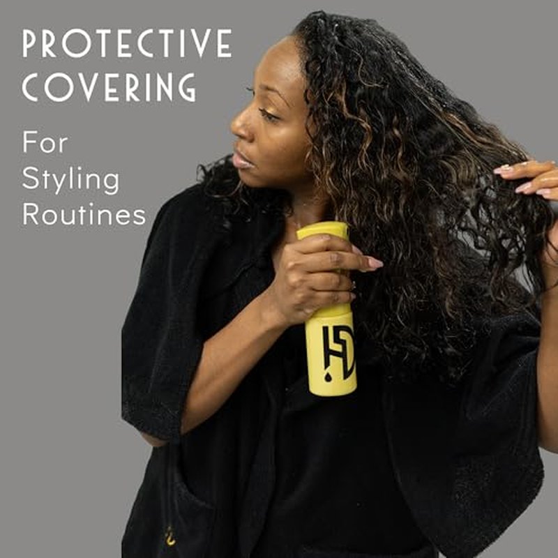 2-In-1 Protective Wearable Garment with Integrated Hair Drying Towel, White-Black, S/M L/XL 2XL/3XL, Unisex