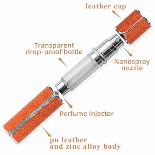 AF00BK Leather Perfume atomiser, 10ml Bottom Fill Travel Perfume Bottle, Refillable Perfume Dispenser for Women & Men (Black)