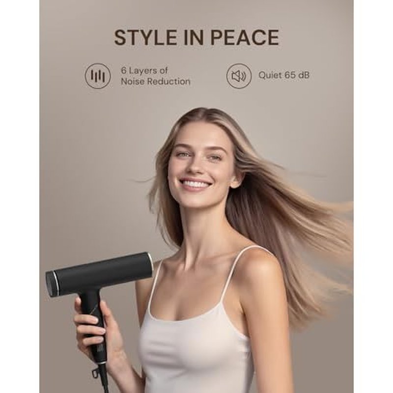 Plasma Ion Hair Dryer with Diffuser for Curly Hair, 110000 RPM Professional High Speed Blow Dryer with Plasma Ion, 1500W Foldable Travel Hairdryer with 6.5 Ft Cord Fast Drying for Women Men