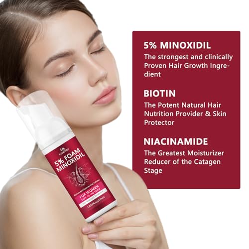 5% Minoxidil Hair Growth Foam - Men and Women Suitable for Hair Thinning Receding Hairline and Hair Loss to Hair Regrowth Get Thicker Fuller Hair for Women and Men