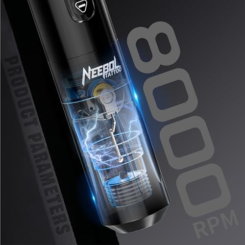 Neebol Wireless Tattoo Gun Kit, Rotary Tattoo Pen with 6h Battery Life, Digital Screen Display, Extra Black Ink, Complete Tattoo Gun Kit for Beginners and Professionals, Cordless Machine, Pink