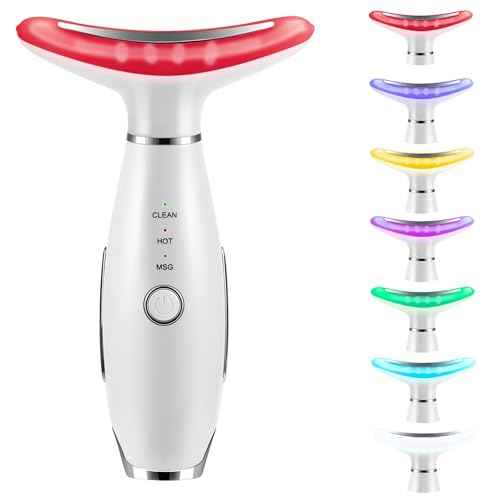 7 Color True Beauty Glow Facial Massager, Red-Light-Therapy Wand for Facial Skin Care, Vibrating Massager for Face and Neck, Galvanic Facial Machine, Lymphatic Drainage Massager Face