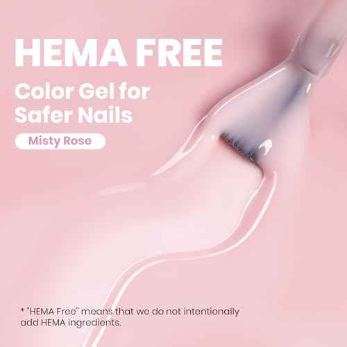 Beetles Nude Pink Gel Nail Polish - Misty Rose Jelly Gel Polish, Hema Free Natural Nude Pink Nail Polish Nail Concealer Sheer Translucent Effect Soak Off UV Nail Art Manicure Gift for Women 15ML