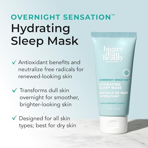Overnight Sensation Hydrating Sleep Mask, Hydration Mask with Vitamin C, Hyaluronic Acid & Melatonin for Women, for All Skin Types, Night Time Skin Care Routine, Vegan