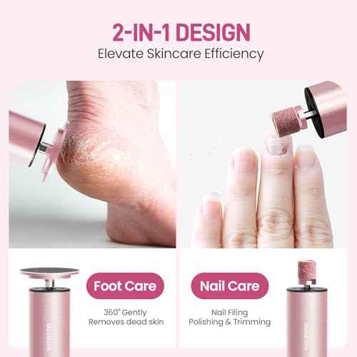 Electric Foot Callus Remover, 2 in 1 | 6 Speed Adjustable Foot File Nail Grinder with Sandpaper Disks, Professional Pedicure Tool for Feet Dead Skin, Self Care Gifts for Women Mom Lover Friends (Pink)