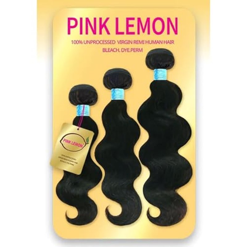 Pink Lemon Virgin Human Hair Weave 3 Bundles Body Wave (NATURAL, 10"12"14")