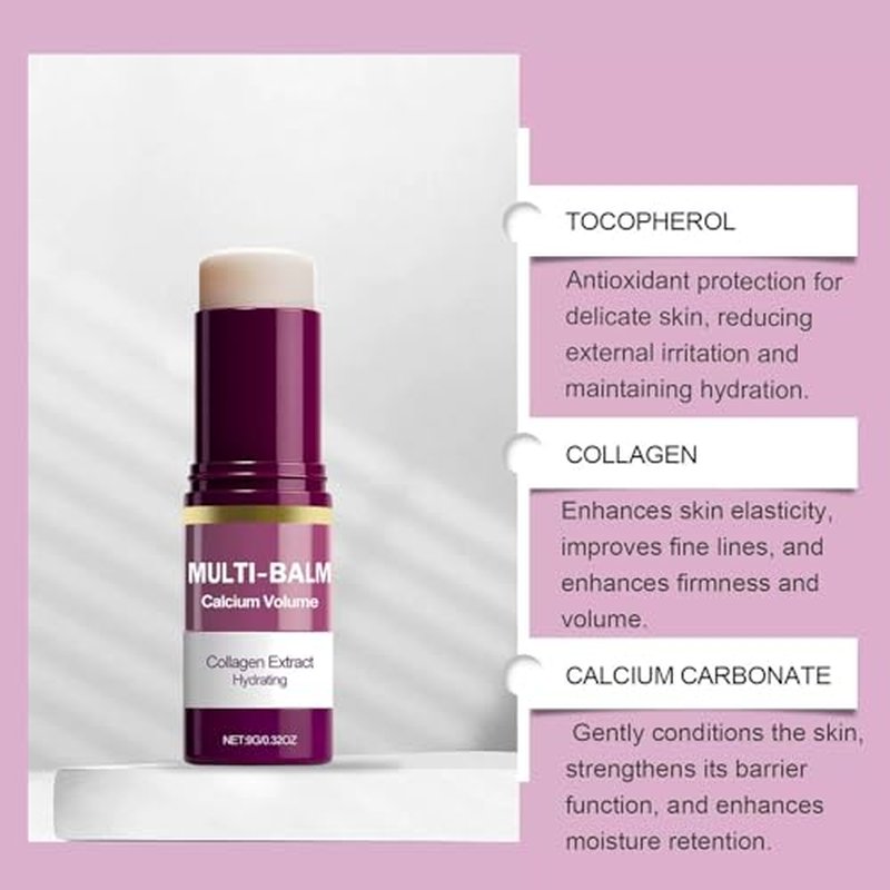 2Pcs Calcium Multi Balm Stick,Cemenrete Calcium Volume Multi Balm, Anti Wrinkle