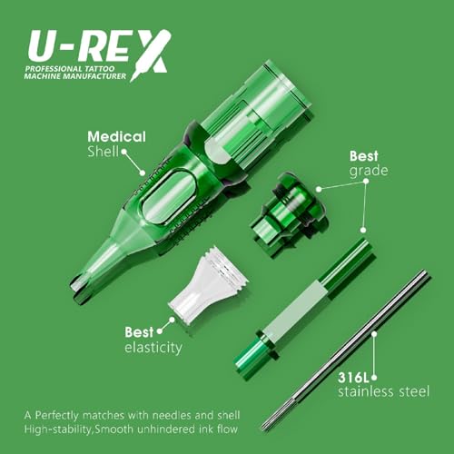 U-REX Tattoo Cartridges Needles-20Pcs #08 (7RL) Round Liner Disposable Needles for Rotary Tattoo Machine Pen Gun(0807RL)
