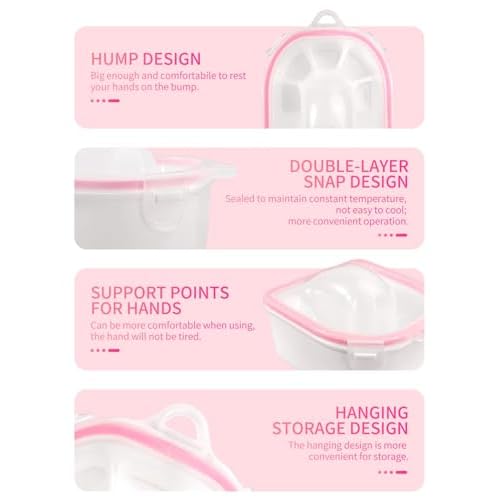 Nail Soaking Bowl, 2PCS Soak Off Gel Polish Dip Powder Remover Manicure Bowl with Triangle Cuticle Peeler and Stainless Steel Cuticle Pusher Nail Art Tool (Pink)