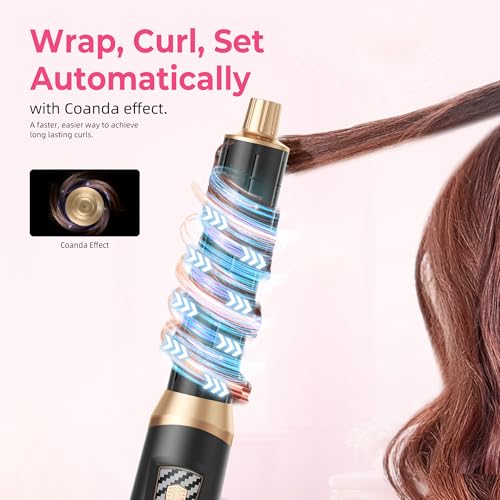 5 in 1 Blow Dryer Brush Set, 1000W Professional Hot Air Styler, Ionic Hair Dryer Brush, 3 Heat Settings, Auto Curling, Fast Drying, Ideal Hair Styling Tools Gift for Women, Black