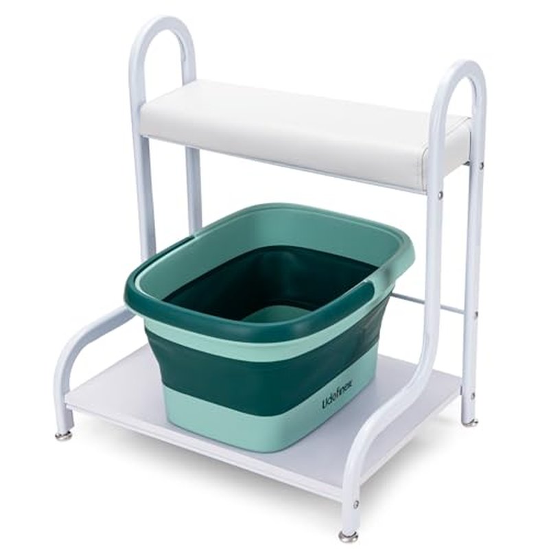 Udefineit Stable Esthetician Foot Bath SPA Trolley Cart(No Wheels), Pedicure Stool with Foot Rest Stand, Foot Massage Station for Beauty Salon Nail/Home, Pedicure Manicure Massage Table Salon Supplies