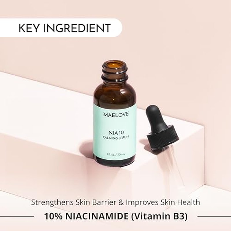 MAELOVE NIA 10 Niacinamide Serum, Calming Face Serum for Strengthening Skin Barrier, Hydration & Pore Refinement, Suitable for Sensitive, Dry, Acne-Prone Skin, Vegan, Cruelty-Free, USA Made