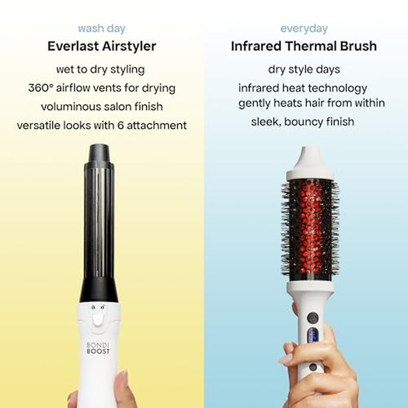 BONDIBOOST Infrared Thermal Brush, Heated Thermal Round Brush for Smooth + Shiny Hair, Dry Hair Styling for Instant Volume, Less Hair Breakage + Minimizes Snags, Frizz-Free