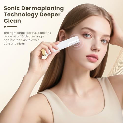Sonic Dermaplane Razor for Women Face, Three-Speed Rechargeable Dermaplane Razor with 5 Refill Blades, Facial Hair & Peach Fuzz Remover for Women,Sonic Dermaplaning Tool