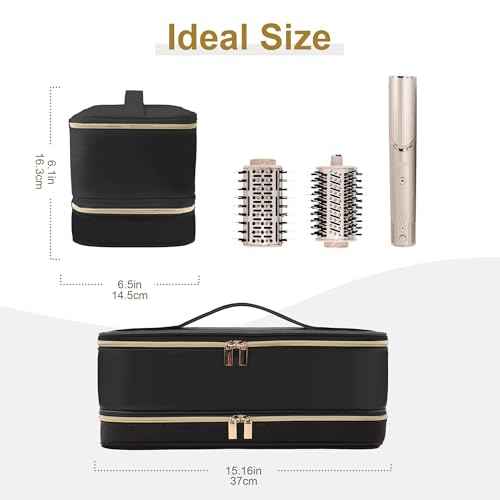 Travel Carrying Case for Dyson Shark Flexstyle Revlon Hair Dryer Airwrap, Double-Layer Dyson Airwrap Travel Case Shark Hair Tools Storage Bag for Airwrap Styler and Attachments, Black