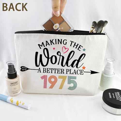 50th Birthday Gift For Her Women Wife Aunt Makeup Bag 50 Year Old Woman Cosmetic Bags Happy Birthday Gifts For Grandma Mother Mother'S Day Gift Christmas Gift Travel Makeup Bag