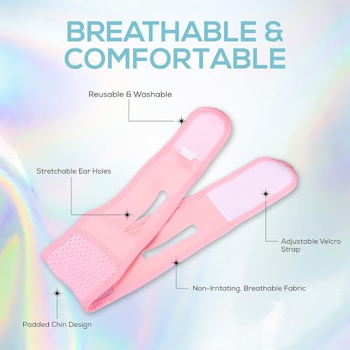 Venus Visage Face Lifting Strap for Jaw Line Definition - Reusable Lifting Chin Strap for Sleeping - Visually Sculpts Double Chin (Pink)