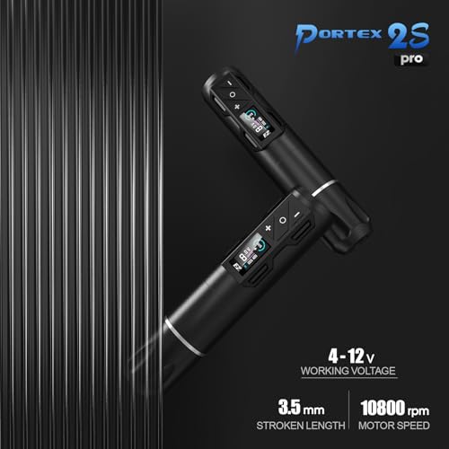 EZ Tattoo Kit - Tattoo Gun Kit with Wireless Tattoo Machine Pen, 1800mAh Power Supply Battery, 20Pcs Tattoo Cartridge Needles for Tattoo Beginners and Artists (P2S Pro Black)