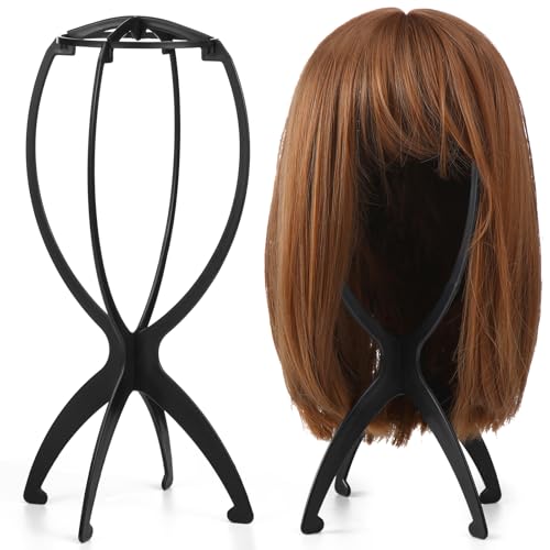 2 Pack Wig Head Stand, Travel Wig Holder Hat Wig Display for Styling for Women Multiple Wigs, Hair Length Under 40cm/15.74in