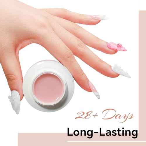 Solid Builder Gel for Nails 3PCS, 3D Hard Gel for Nail Art Sculpting Non-Stick Hand, Clear White Nude for Modeling, Sculpture, Nail Extension UV/Led Manicure DIY At Home 18g*3Colors