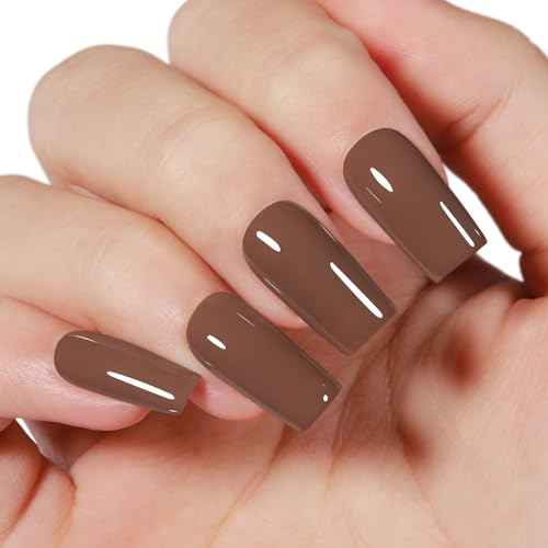 AILLSA Brown Gel Nail Polish Dark Chocolate Brown Gels Polish Fall Winter Color Nail Polish Natural Neutral High Gloss Soak Off U V Gel Nail Salon DIY Holiday Gifts 0.5 Fl Oz/GF07