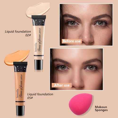 Makeup Kit for Teen Girls, All-in-One Kit with 2X16 Colors Eyeshadow, Liquid Foundation, Eyeliner Pencils, Contouring Stick, Lip Gloss, Eyebrow Pencils & 8 Makeup Brushes (Black)