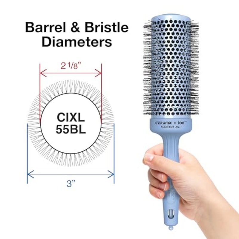 Olivia Garden Ceramic + Ion Speed XL - Extra-Long Round Thermal Hair Brush - Not Electrical - Professional Blowout Brush for Normal to Thick Hair