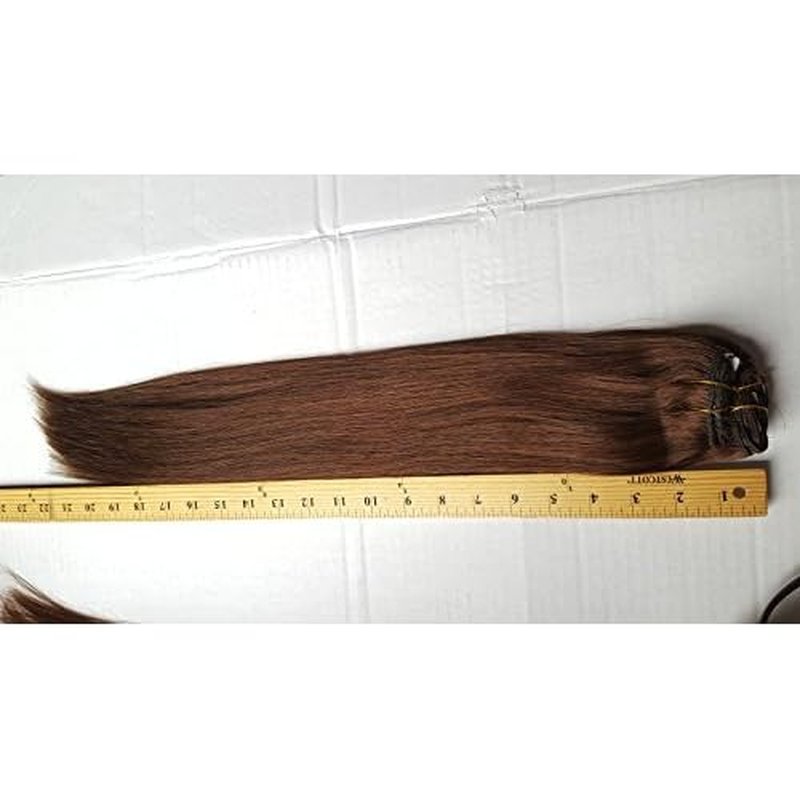 TRESSMATCH 20"-22" Remy Human Hair Clip in Extensions Thick to Ends Chocolate Brown (#4) Full Head Set [Set Weight: 4.3oz/125grams] ¡¦