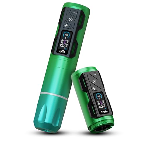 INKin Tattoo Machine Kit, CL4 Wireless Tattoo Pen 4.0mm Stroke Length with 2Pcs 1800mAh Battery Power Supply Brushless Motor Cordless Tattoo Gun for Artists and Beginners