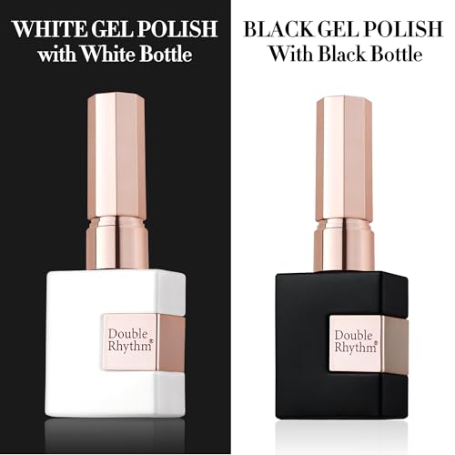 Double Rhythm 2 Pcs 15ml UV Gel Polish Set Pure White And Black Color Gel Nail Polish Kit Nail Art Salon DIY (2-A1015+A1093)