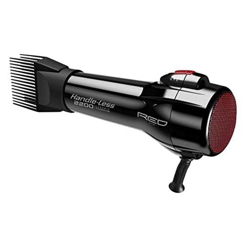 RED by Kiss Handle-Less 2200W Ceramic Tourmaline Hair Dryer, 3 Heat Settings, Pro Blow Dryer with Comb Attachment, Ionic for Frizz-Free Shine, Detangler & Straightening for 4C