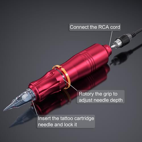 Tattoo Gun,Wireless Tattoo Gun Starter kit Complete Rotary Tattoo Pen Machine kit with 20pcs Cartriadge Needles Wireless Tattoo Power Supply for Beginners and Artists.Kulwoyi